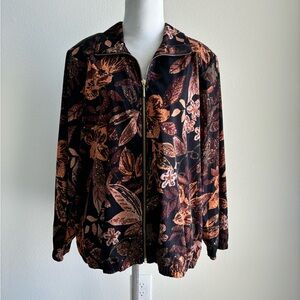Blair Zip Up Fall Floral Jacket Large petite